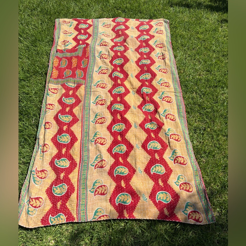 Vintage Beach 🪲🦀☀️ Kantha Quilt Reversible Surf Vacation Blanket Boho Cool 😎 - Picture 3 of 3